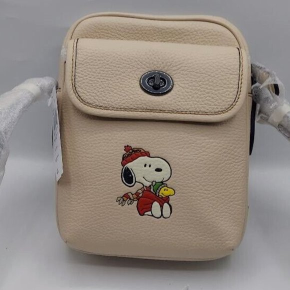 NWT Coach X Peanuts Heritage Crossbody With Snoopy Motif Pebble Leather CE613 - Picture 7 of 15